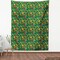 Ambesonne Christmas Fabric by The Yard, Xmas Accessories Stockings Candies Horse Teddy Bear Toys on Pine, Decorative Fabric for Upholstery and Home Accents, 2 Yards, Green Brown